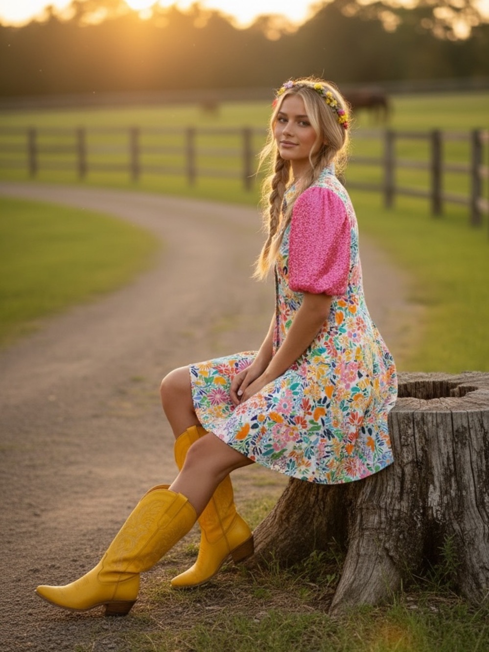 081 • Jolene Baby Doll Cotton Dress | Pink Puff Sequined Sleeve - Picture 2 of 7